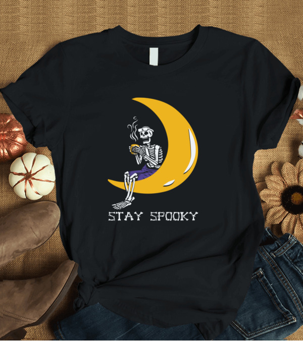 T-Shirt: Stay Spooky Moon Skeleton Coffee T-Shirt Stay Spooky Moon Skeleton Coffee T-Shirt