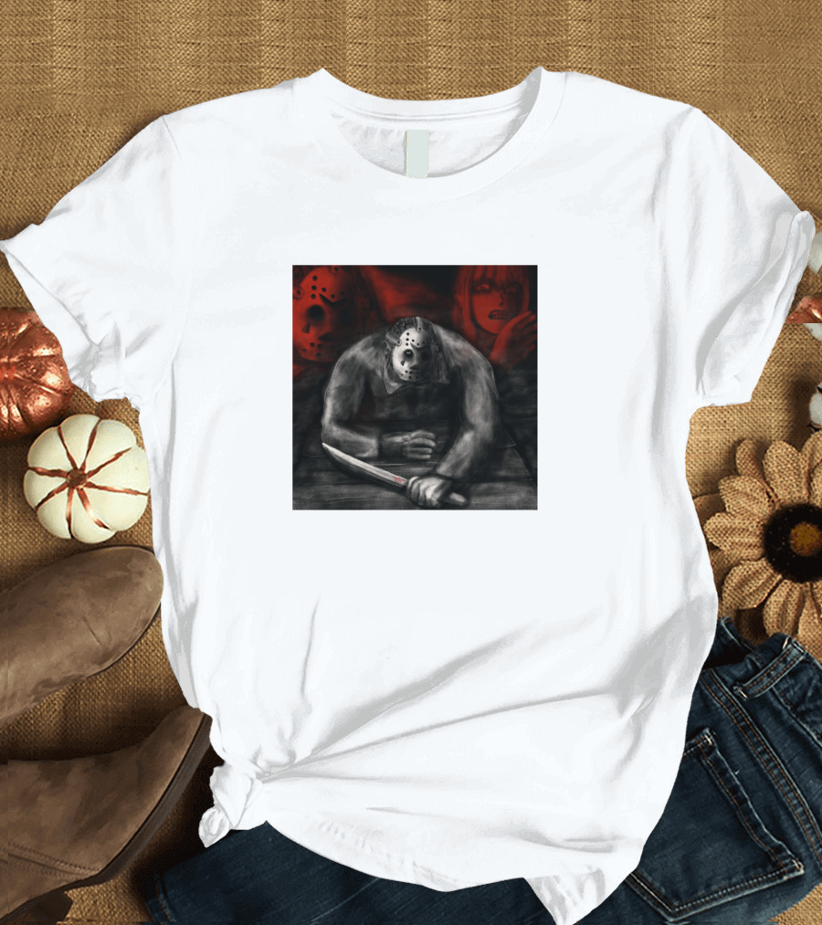 Careful Going Swimming Horror Masked Figure T-Shirt