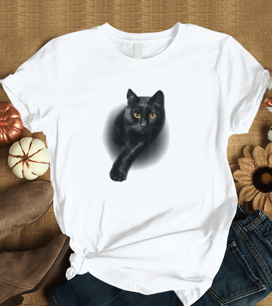 Cats Black Cat Yellow Eyes Black Cat with Yellow Eyes T-Shirt