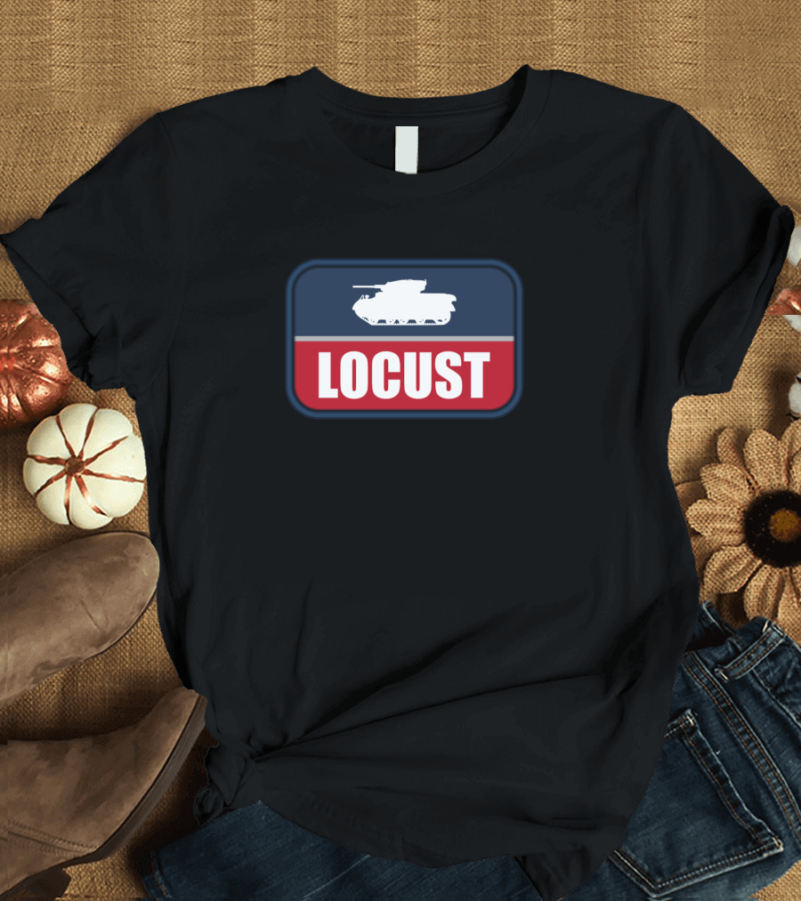 M22 Locust Military Tank Emblem on Navy T-Shirt