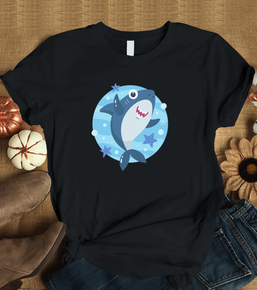 Sunday Shark Fun Playful Cartoon Ocean Adventure T-Shirt