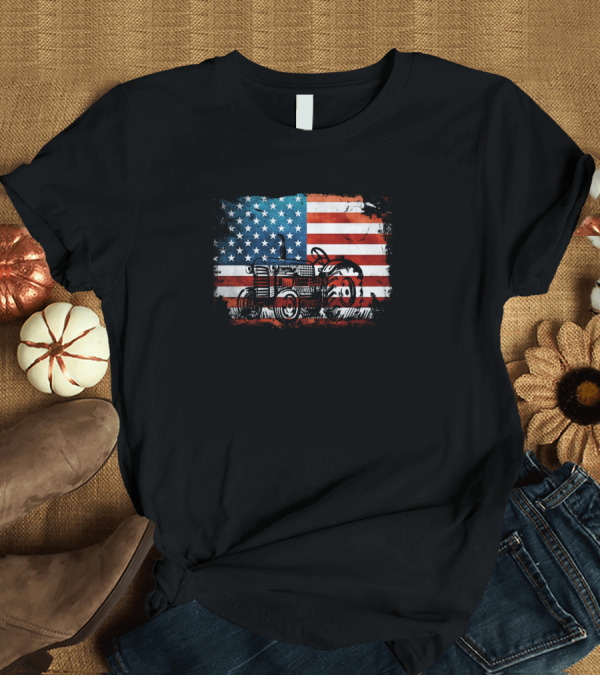 T-Shirt: USA Flag Tractor Independence Day Celebration 4th of July T-Shirt USA Flag Tractor Independence Day Celebration 4th of July T-Shirt