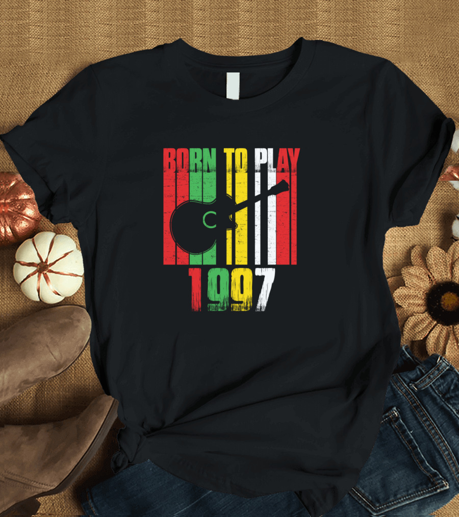 Born To Play Guitar 1997 Vintage Distressed Music Lover T-Shirt