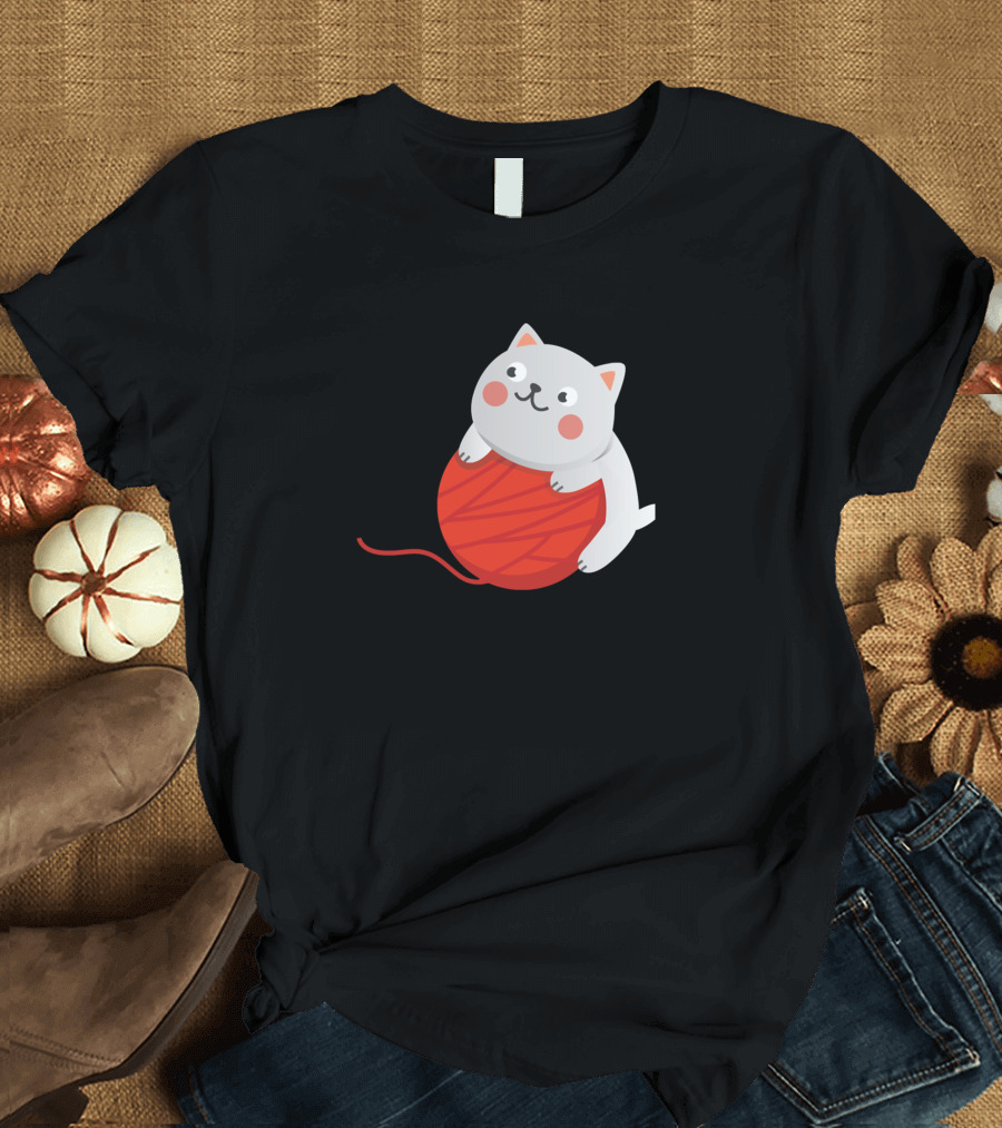 Cats Grandmas Kitten Cat Knitting Funny Kitty Yarn T-Shirt