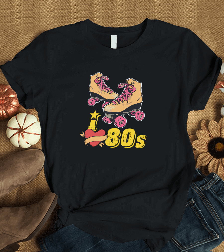 I Love 80s Retro Rollerskates 1980s Skate Lover T-Shirt