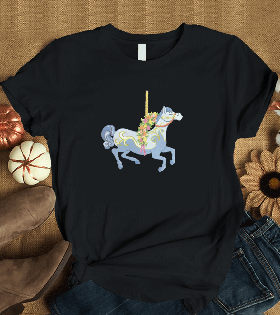 Jolly Holiday Carousel Horse Blossoms T-Shirt