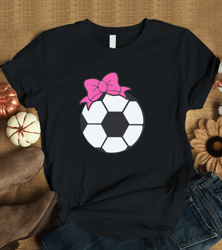 Soccer Ball with Pink Bow T-Shirt