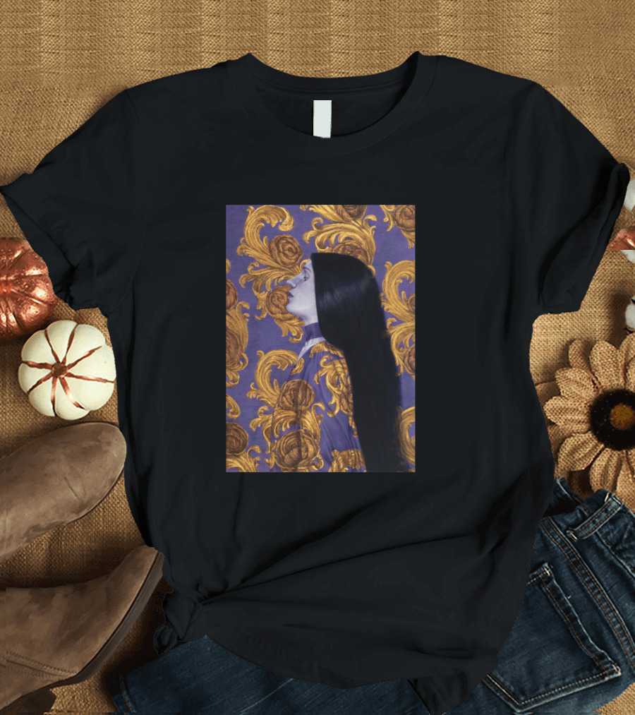 Divide Baroque Floral Portrait in Purple and Gold T-Shirt