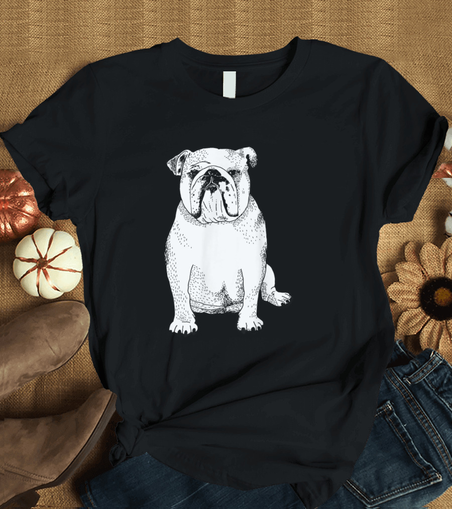 Dog Lover Cute English Bulldog Dog Sketch T-Shirt
