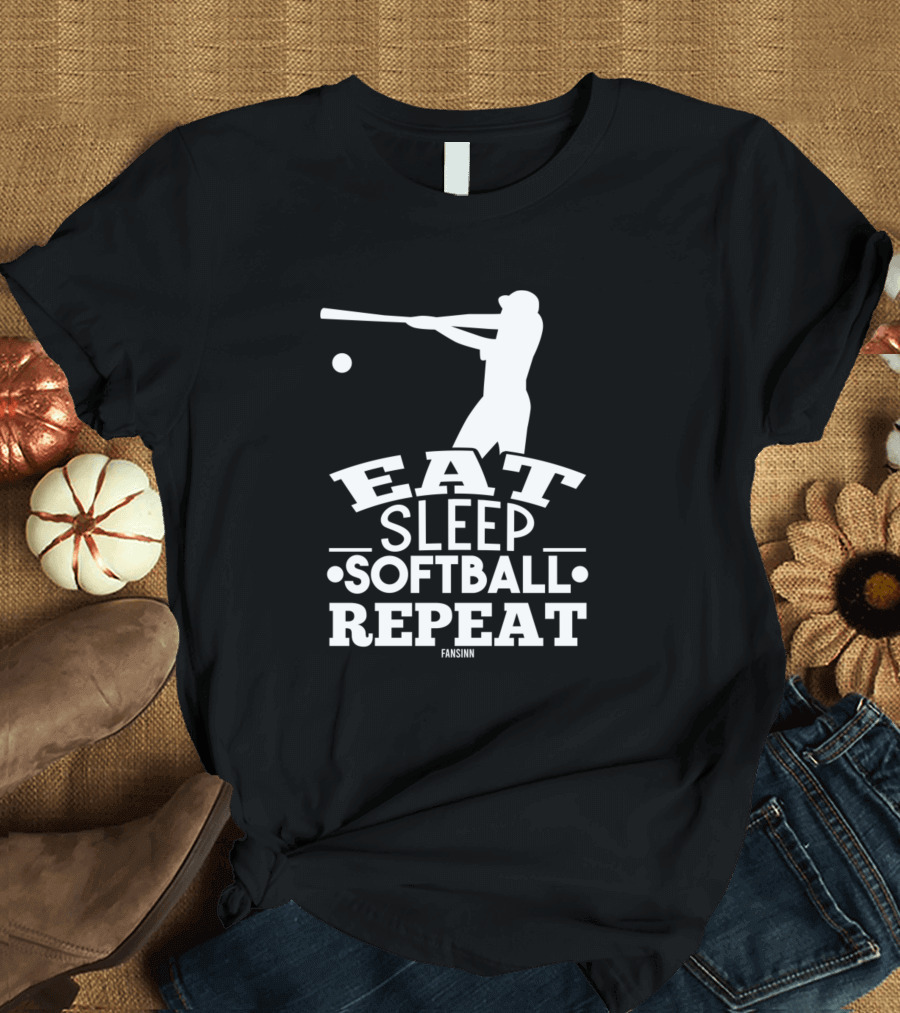 Eat Sleep Softball Repeat Fansinn Batter T-Shirt