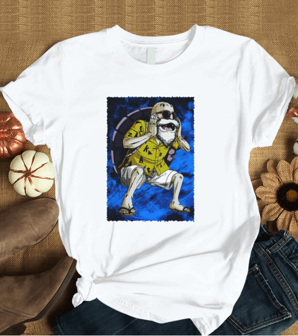 T-Shirt: Kamesennin Squatting with Sunglasses and Turtle Shell Backpack T-Shirt Kamesennin Squatting with Sunglasses and Turtle Shell Backpack T-Shirt
