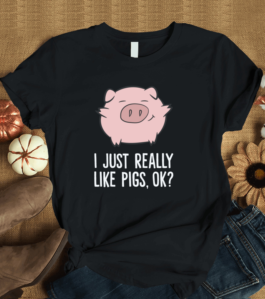 Pigs Lover I Just Really Like Pigs Ok Cute Pig Emoji T-Shirt