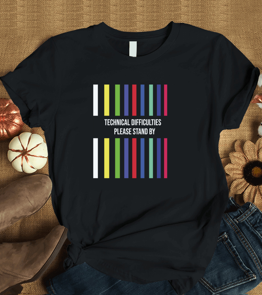 Technical Difficulties Please Stand By Multicolor Stripe Retro TV Test T-Shirt
