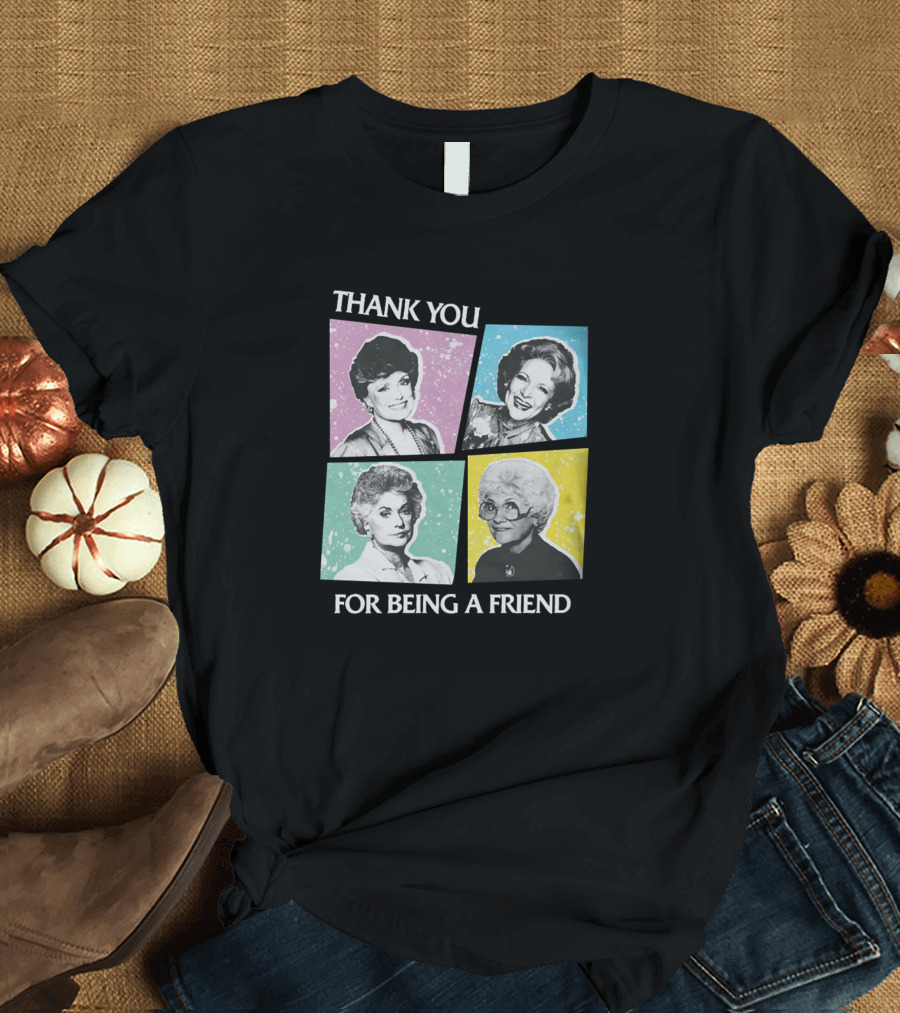 Thank You for Being a Friend Golden Girls Iconic Characters in Colorful Squares T-Shirt
