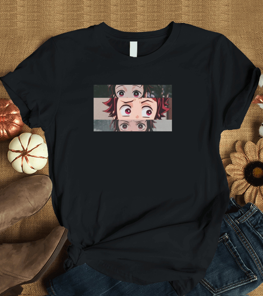 Demon Slayer Kimetsu No Yaiba Tanjiro Anime Eyes Strip Panel T-Shirt