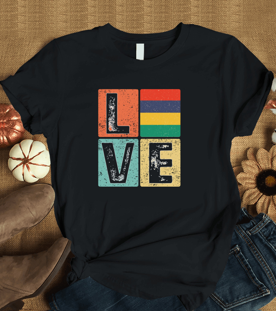 Love Mauritius Flag for Mauritian Pride T-Shirt