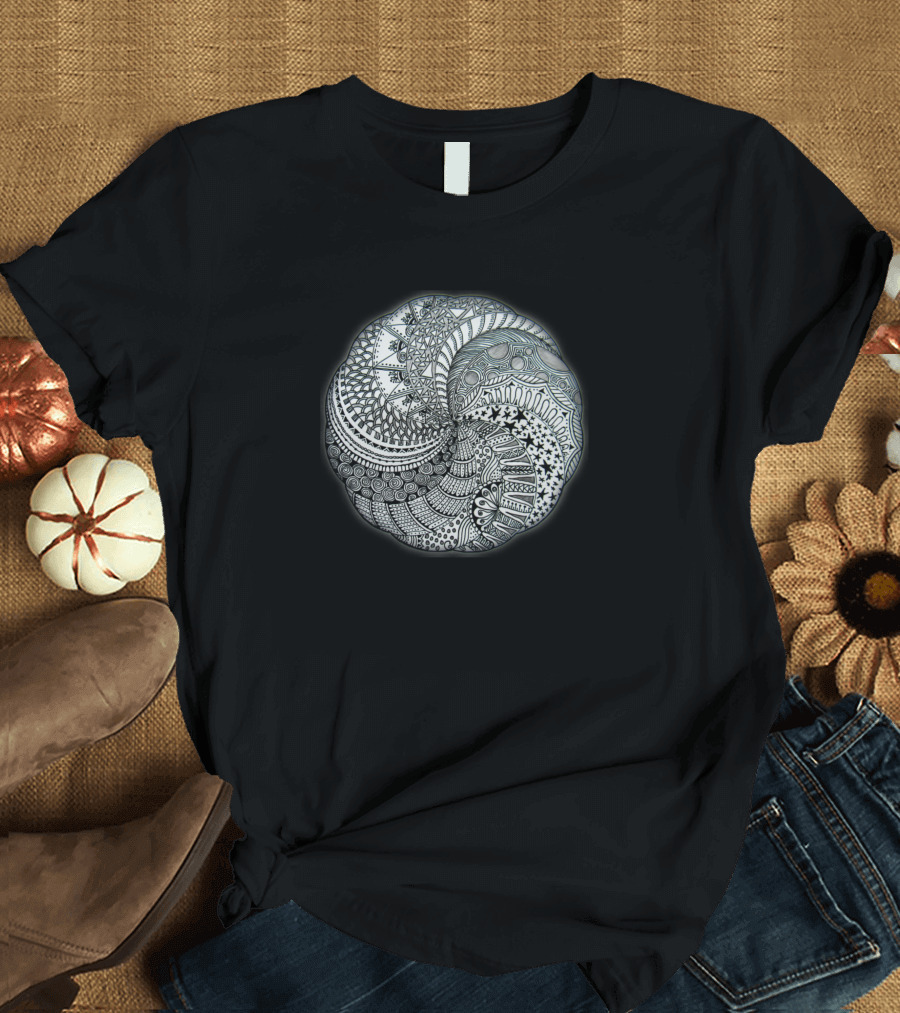 Mandala Intricate Black and White Zen T-Shirt