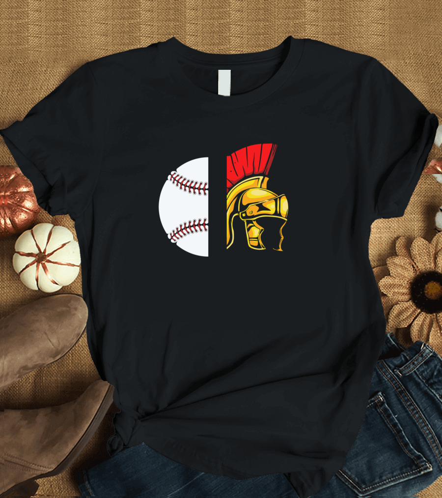 Spartans Baseball Helmet and Ball T-Shirt