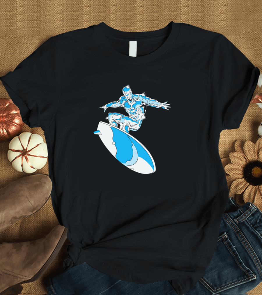 Surfin Time Silver Cosmic Surfer Rider T-Shirt