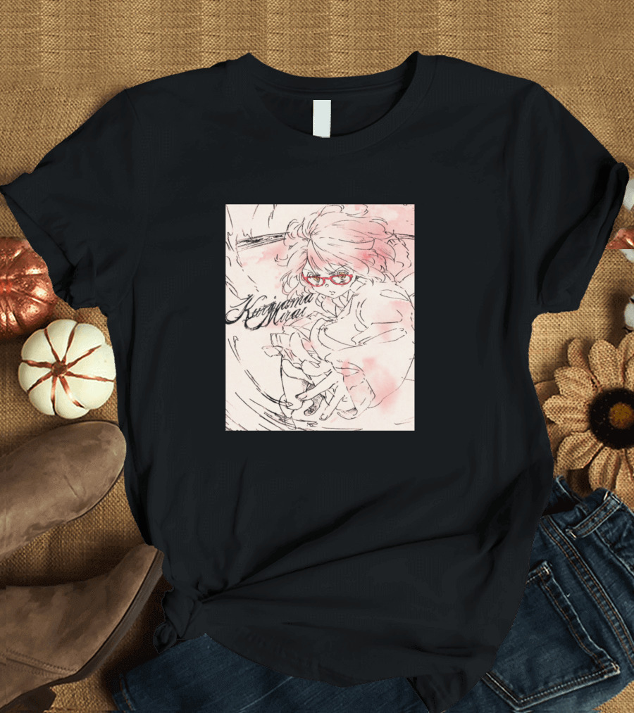 Kuriyama Mirai Sketch with Red Glasses and Dynamic Pose T-Shirt