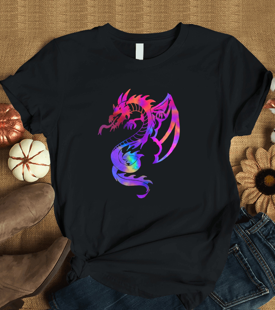 Rainbow Dragon Fantasy Creature Vibrant Spectrum T-Shirt