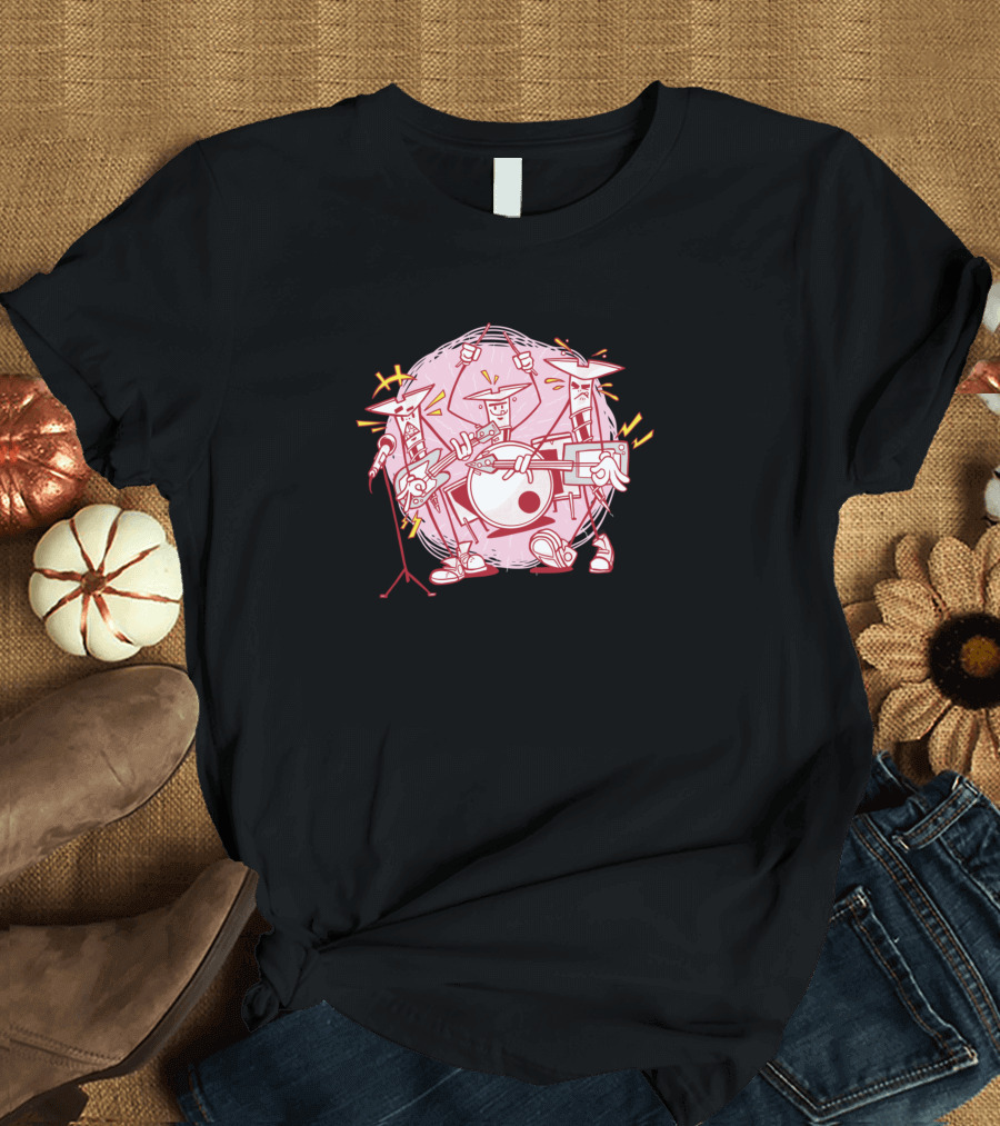 Screws Rock Band Cartoon Instrument Trio T-Shirt