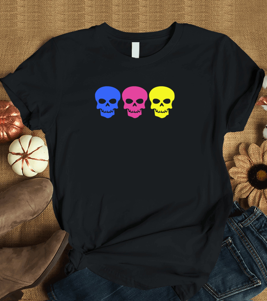Cmyk Skulls Cyan Magenta Yellow Trio T-Shirt