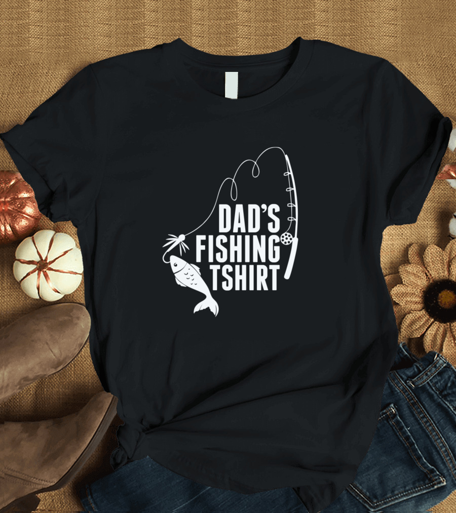 Dad's Fishing TShirt with Fishing Rod and Fish T-Shirt