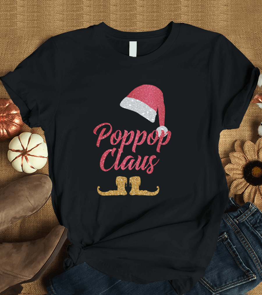 Poppop Claus Santa Hat Funny Merry T-Shirt