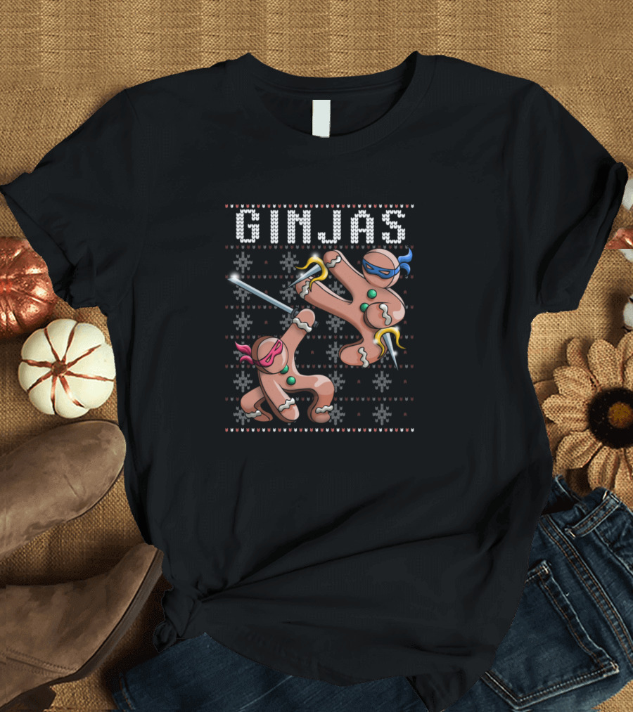 Ginjas Gingerbread Ninja Christmas Karate Combat T-Shirt