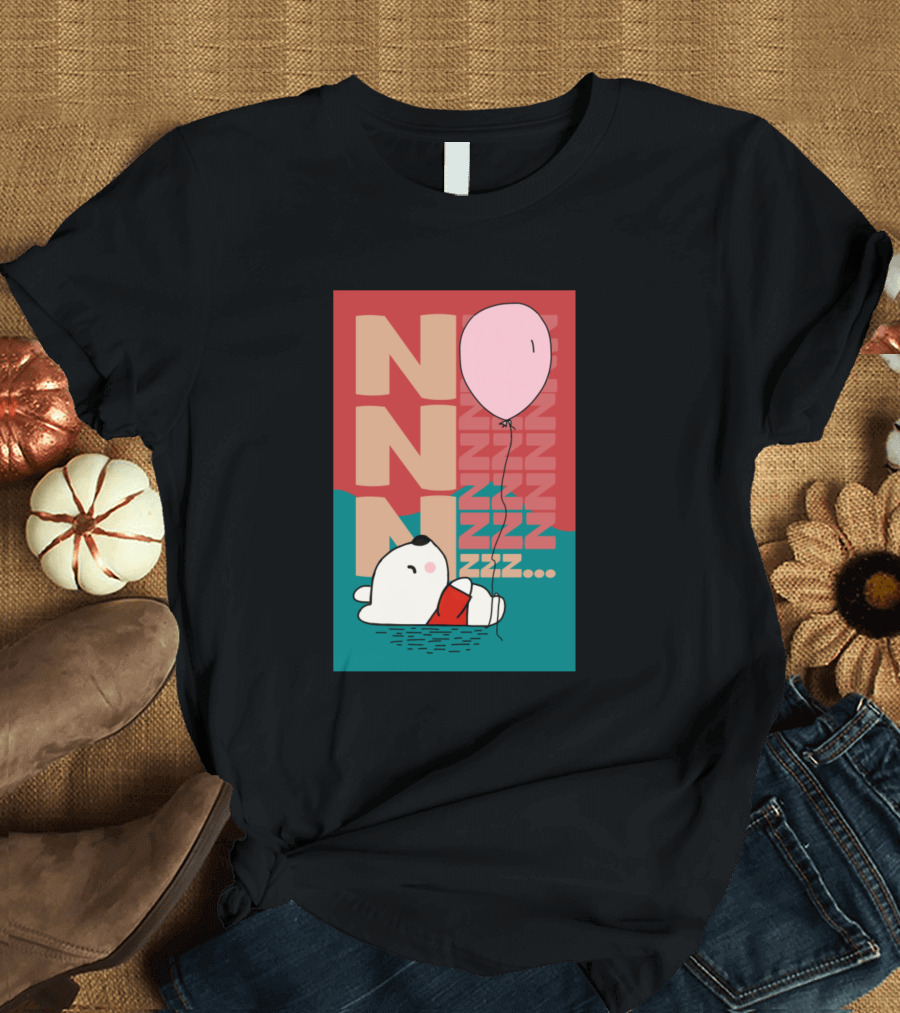 NNN ZZZ Little Cute Bear Sleeping With Balloons Zzzz Snoozin T-Shirt
