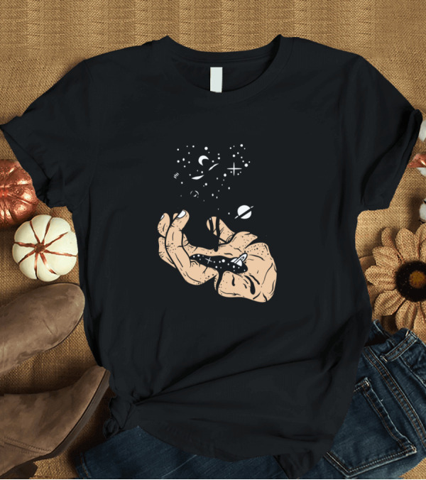T-Shirt: Love In Hand Dripping Galaxy Heart Planets T-Shirt Love In Hand Dripping Galaxy Heart Planets T-Shirt