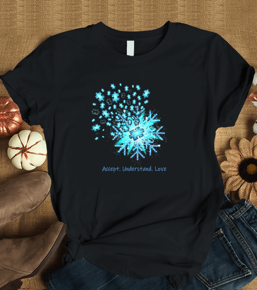 Puzzle Autism Snowflake Accept Understand Love Explosion T-Shirt