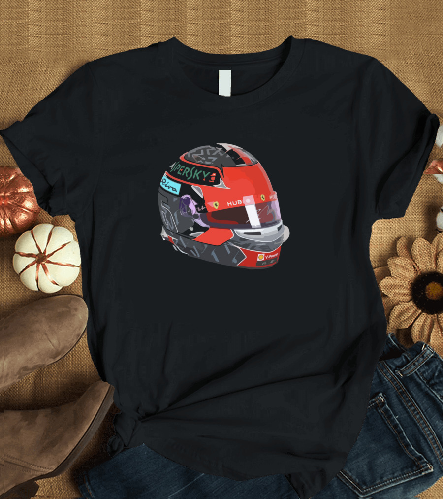 Leclerc Kaspersky Hublot Ferrari Helmet T-Shirt