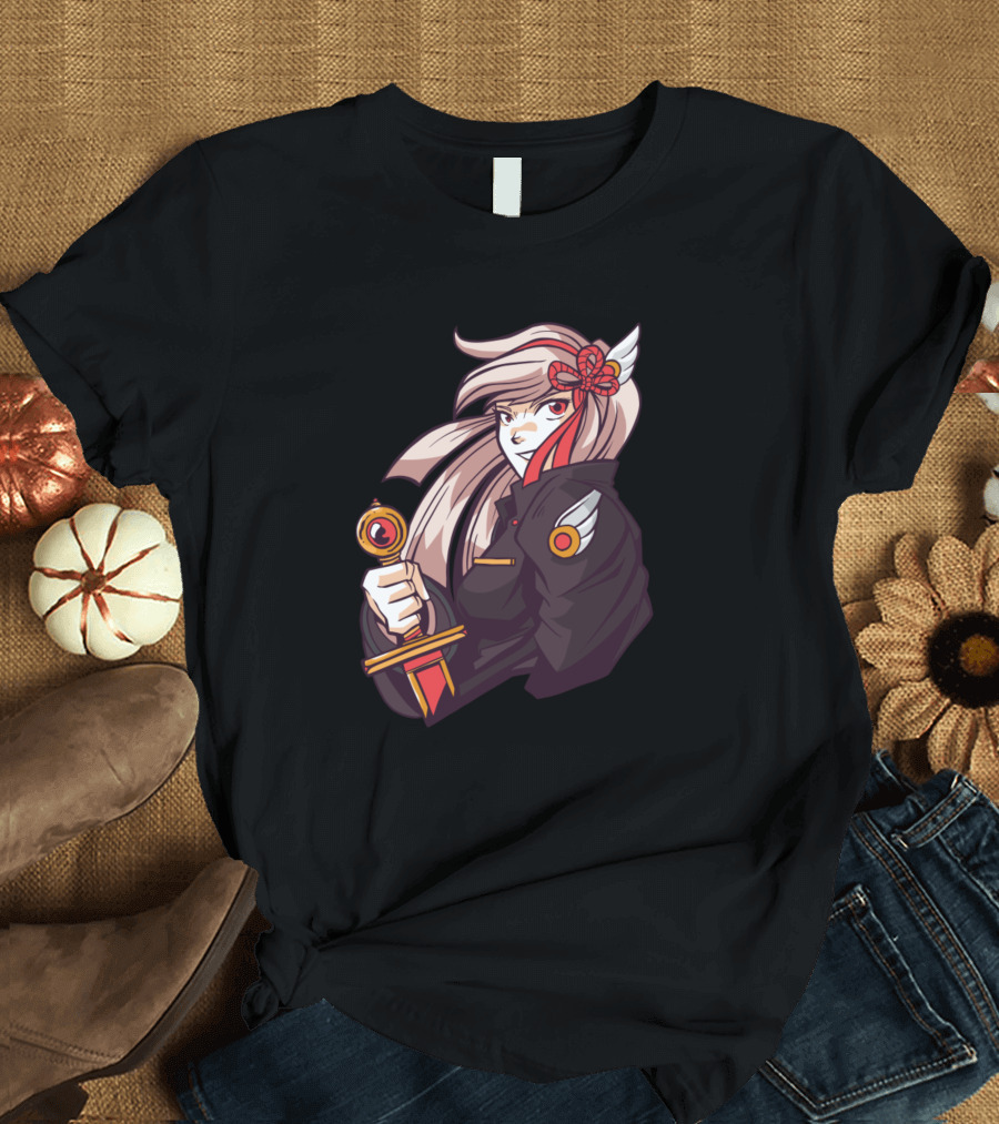 Anime Girl with Sword and Red-Haired Warrior T-Shirt