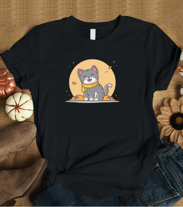 T-Shirt: Cats Miaww Autumn Moon Blissful Kitten T-Shirt Cats Miaww Autumn Moon Blissful Kitten T-Shirt
