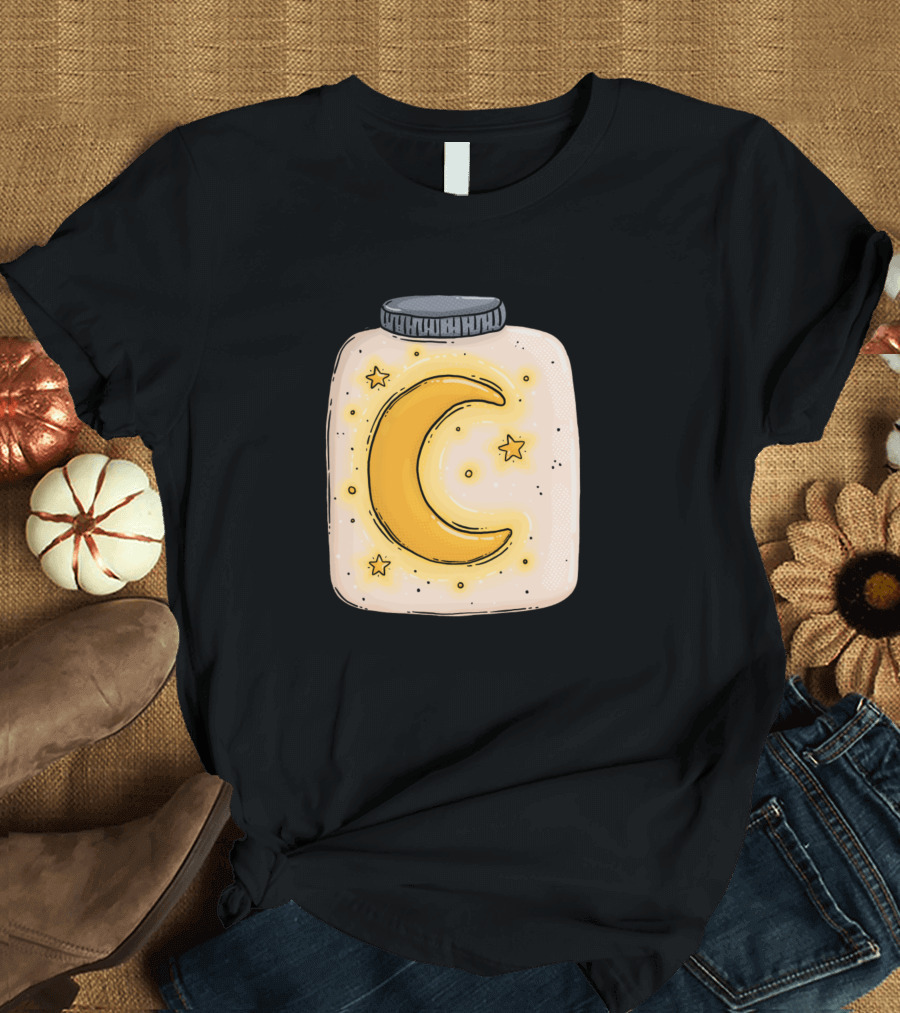 Moon Jar Crescent and Stars in a Glow Jar T-Shirt