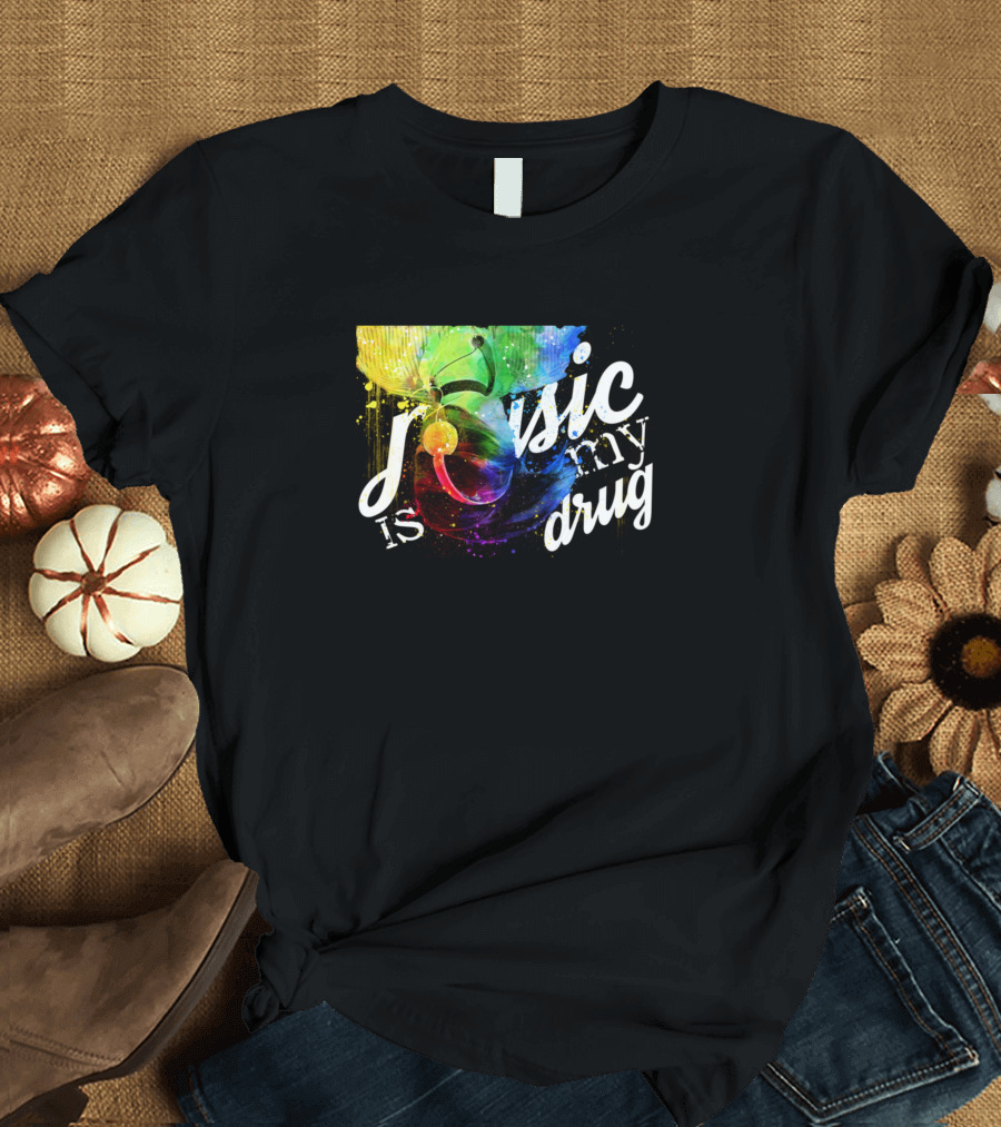 Music Is My Drug Rainbow Headphones T-Shirt