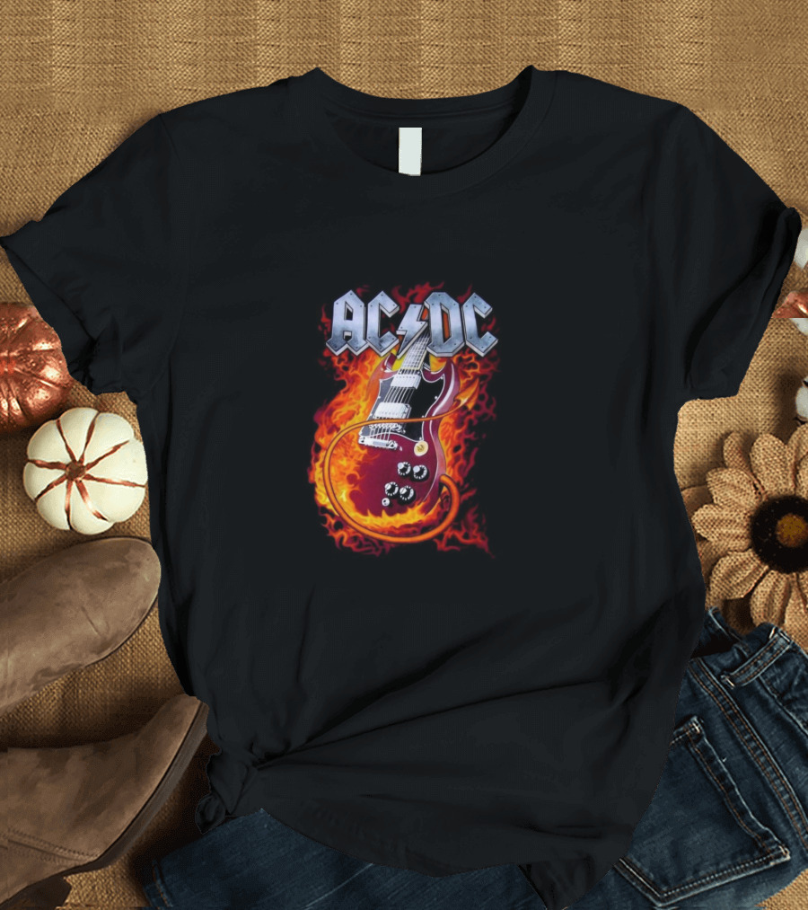 ACDC Guitar with Flames T-Shirt