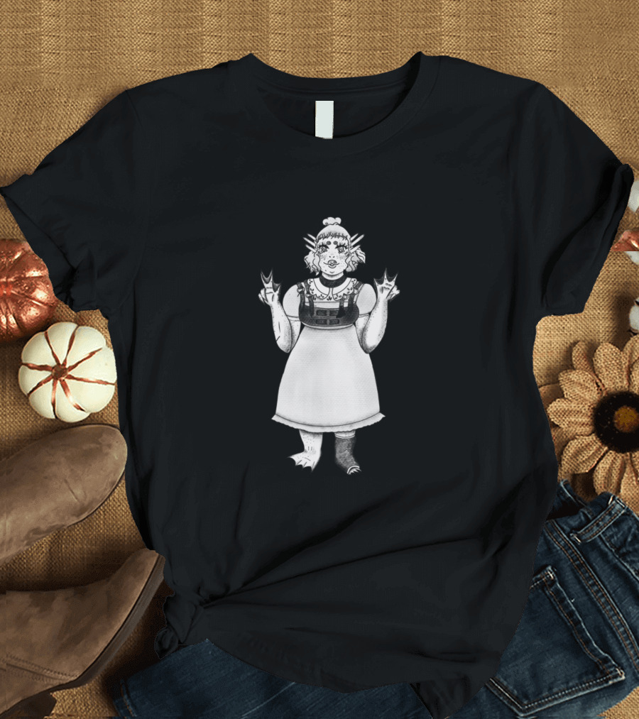 Amphibious Bae Axolotl Girl with Distinctive Style and Peace Hand Gesture T-Shirt