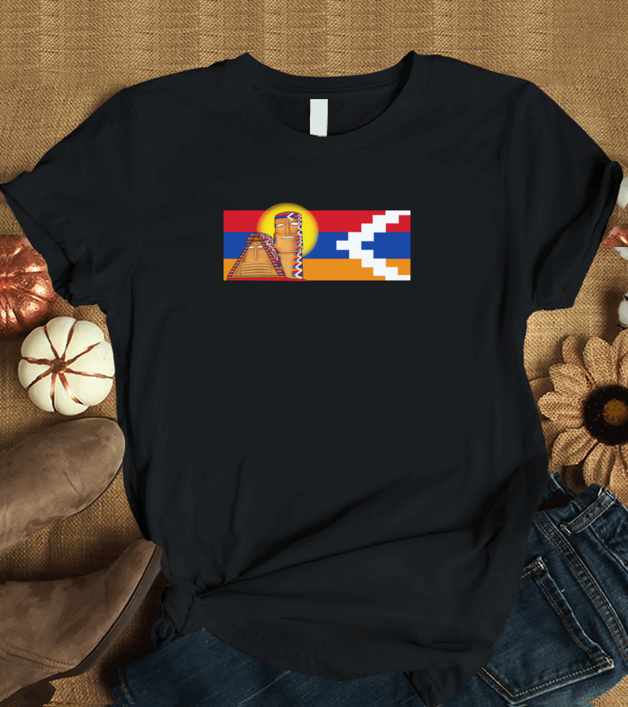 Artsakh Mask Flag with Monument and Sun T-Shirt