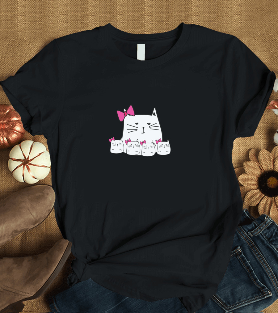 FLUFF YOU YOU FLUFFIN' FLUFF CAT WITH PINK BOWS T-Shirt