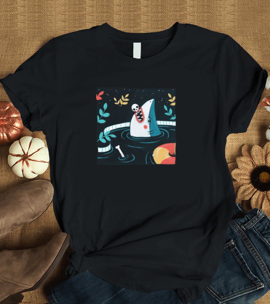 Sharks Eat Skulls Pool Float Night T-Shirt