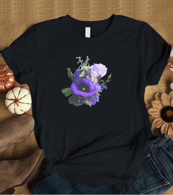 T-Shirt: Bouquet of Lush Purple Blossoms and Foliage T-Shirt Bouquet of Lush Purple Blossoms and Foliage T-Shirt