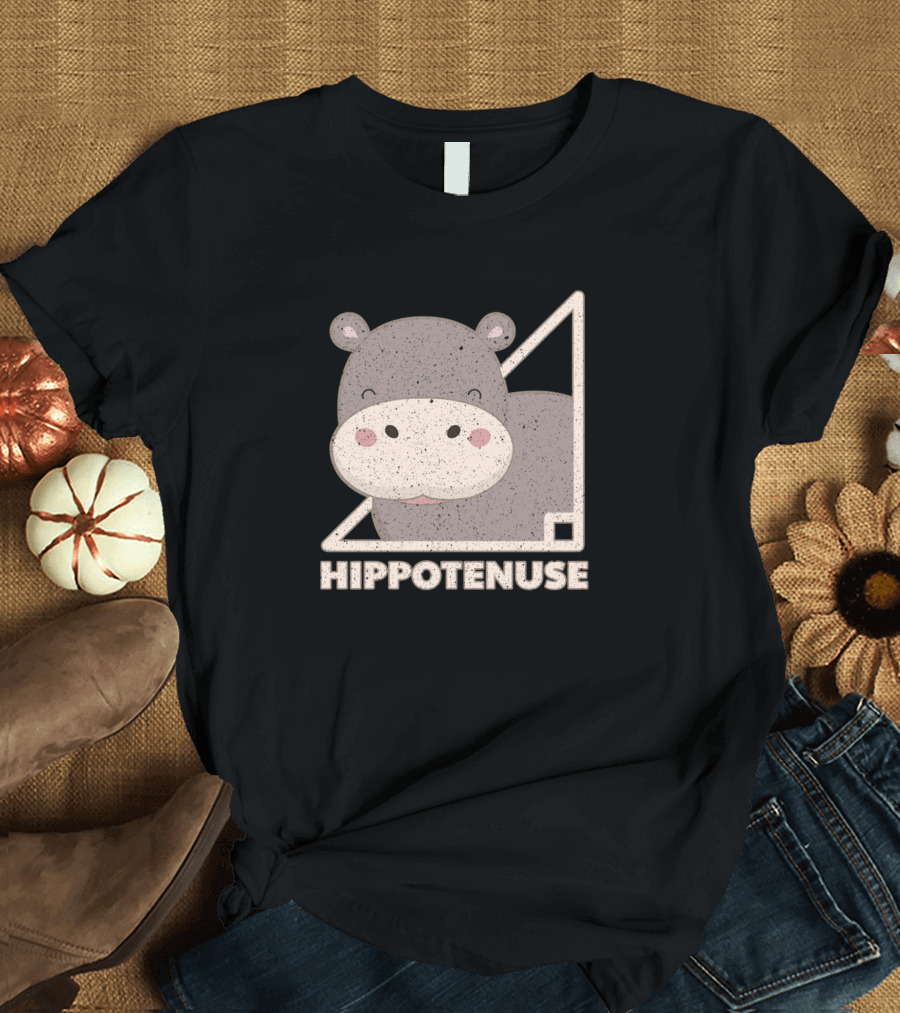 Funny Hippo Hippotenuse Vintage Animal Lovers Math Humor T-Shirt