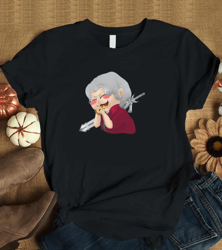 Its Pizza Time Featuring Sword-Wielding Chibi Character T-Shirt