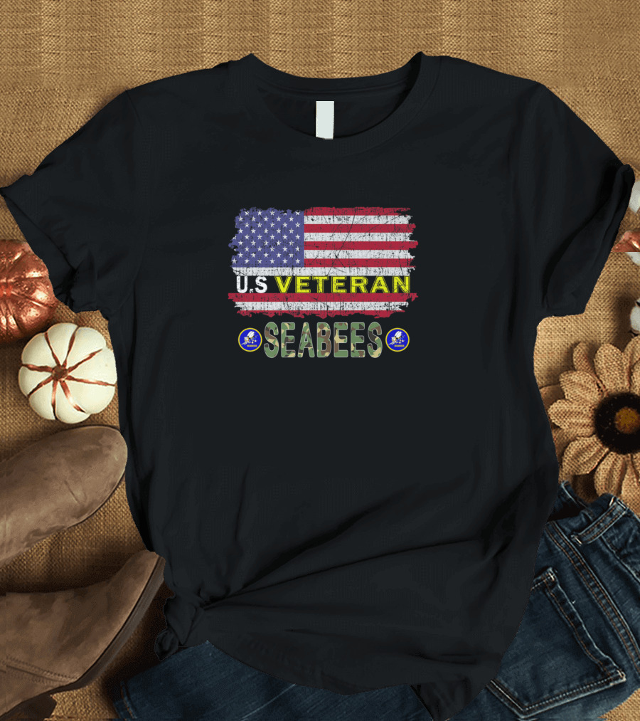 U.S. Veteran Seabees American Flag Honor T-Shirt