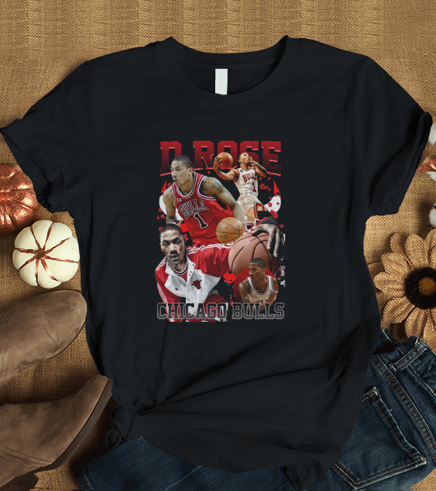 D Rose Chicago Bulls Basketball Montage T-Shirt
