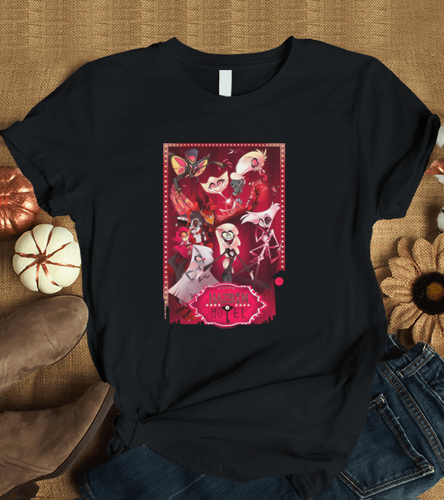 Welcome to Hazbin Hotel Characters in Red T-Shirt