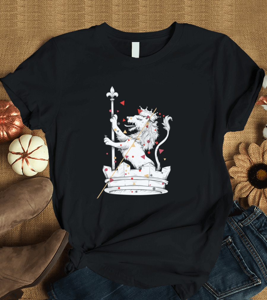 Lion Crown King Ruler Throne Royal Emblem Iconic T-Shirt